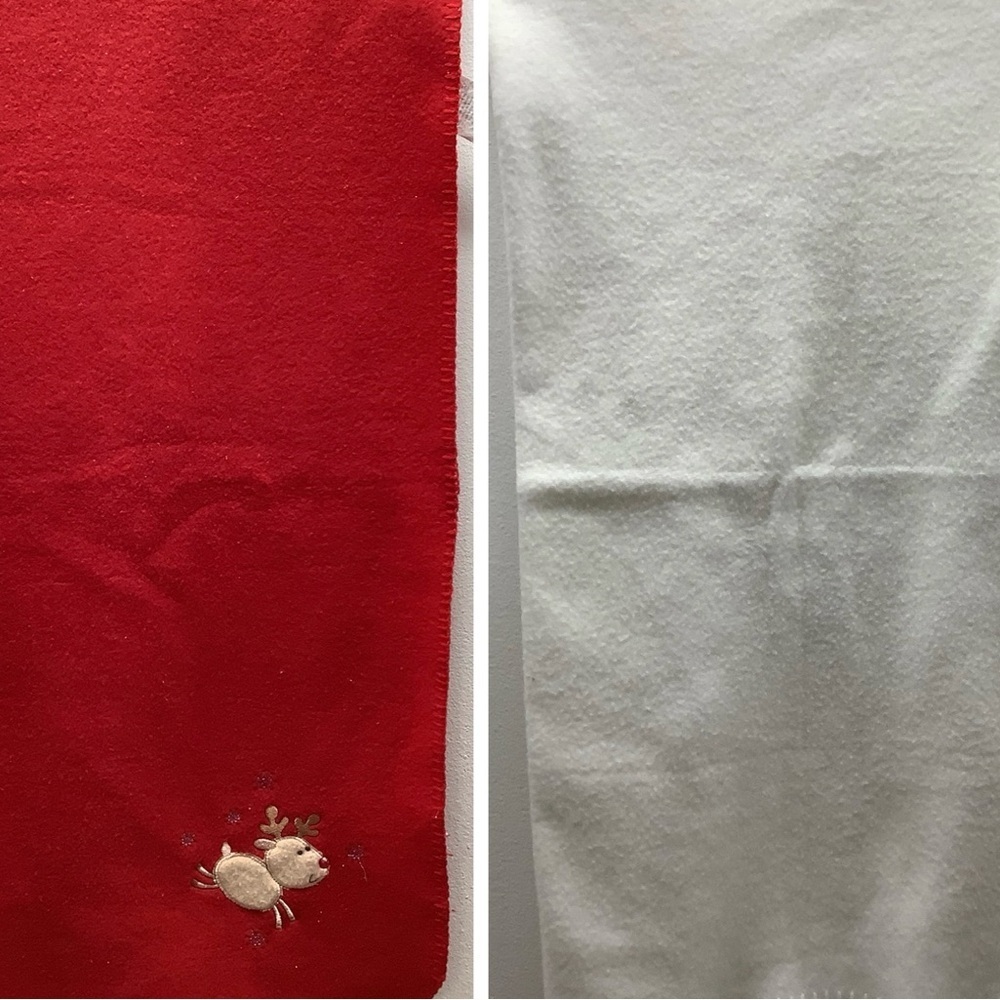 Kids Christmas Red and White Reindeer Blanket. Preloved